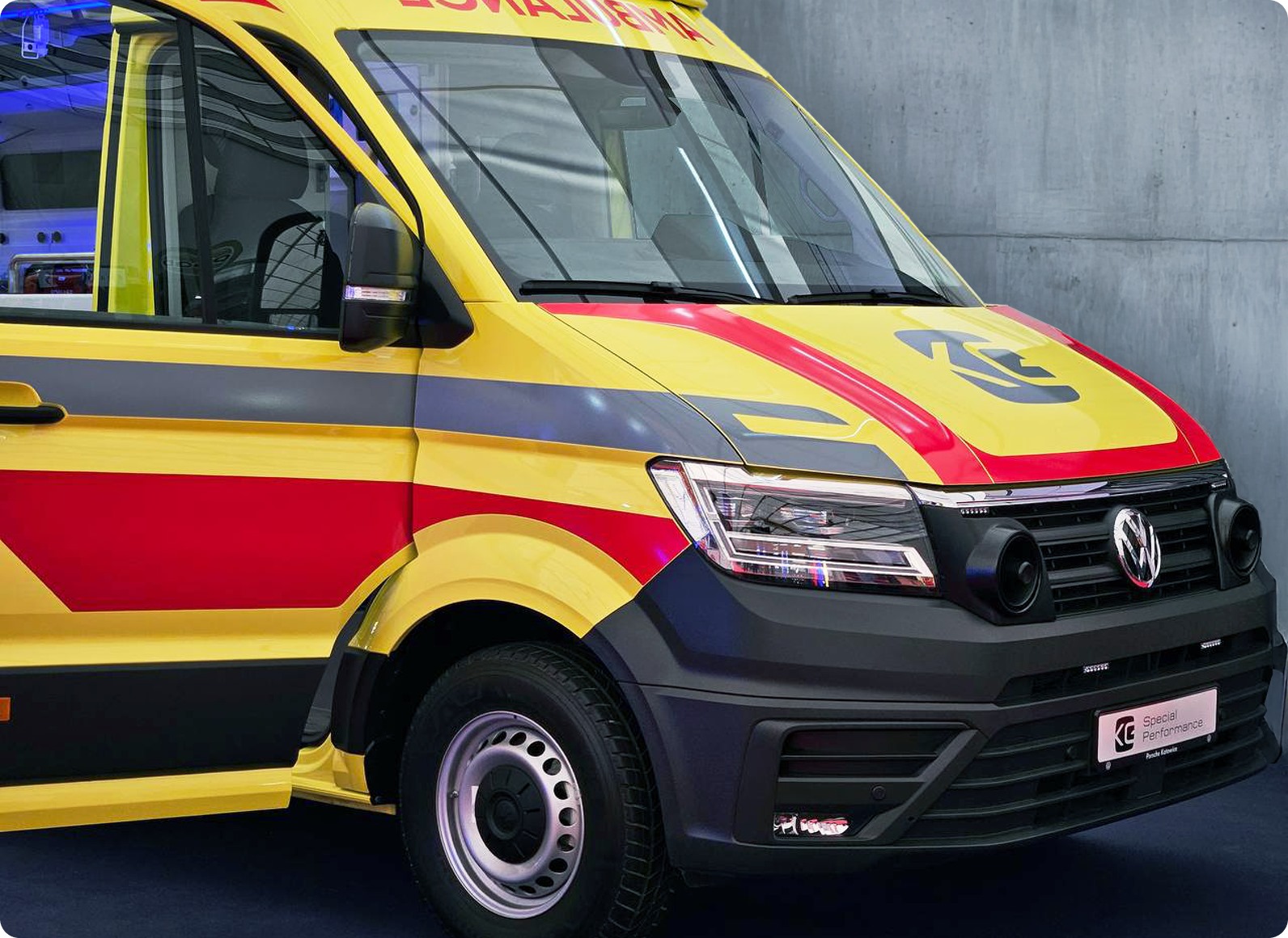 Outside of yellow ambulance in Germany good quality ambulance vehicle manufactured in Germany